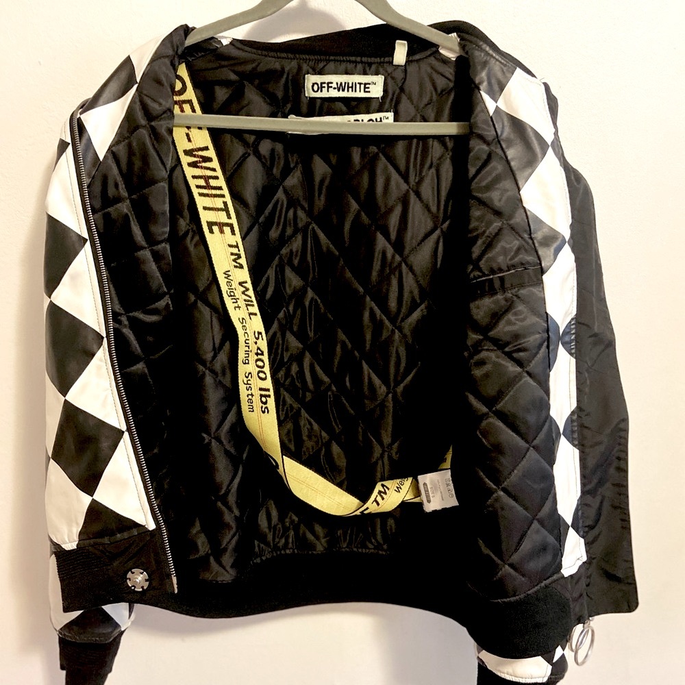 Rare Off-White Checkered Faux Leather Jacket - Picture 3 of 6
